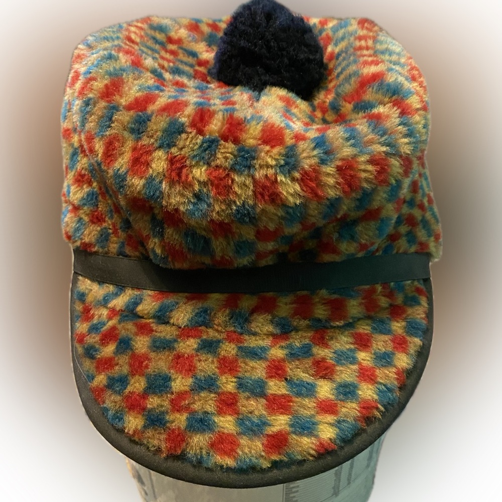 Patchwork Cabbie Cap Fuzzy Hat